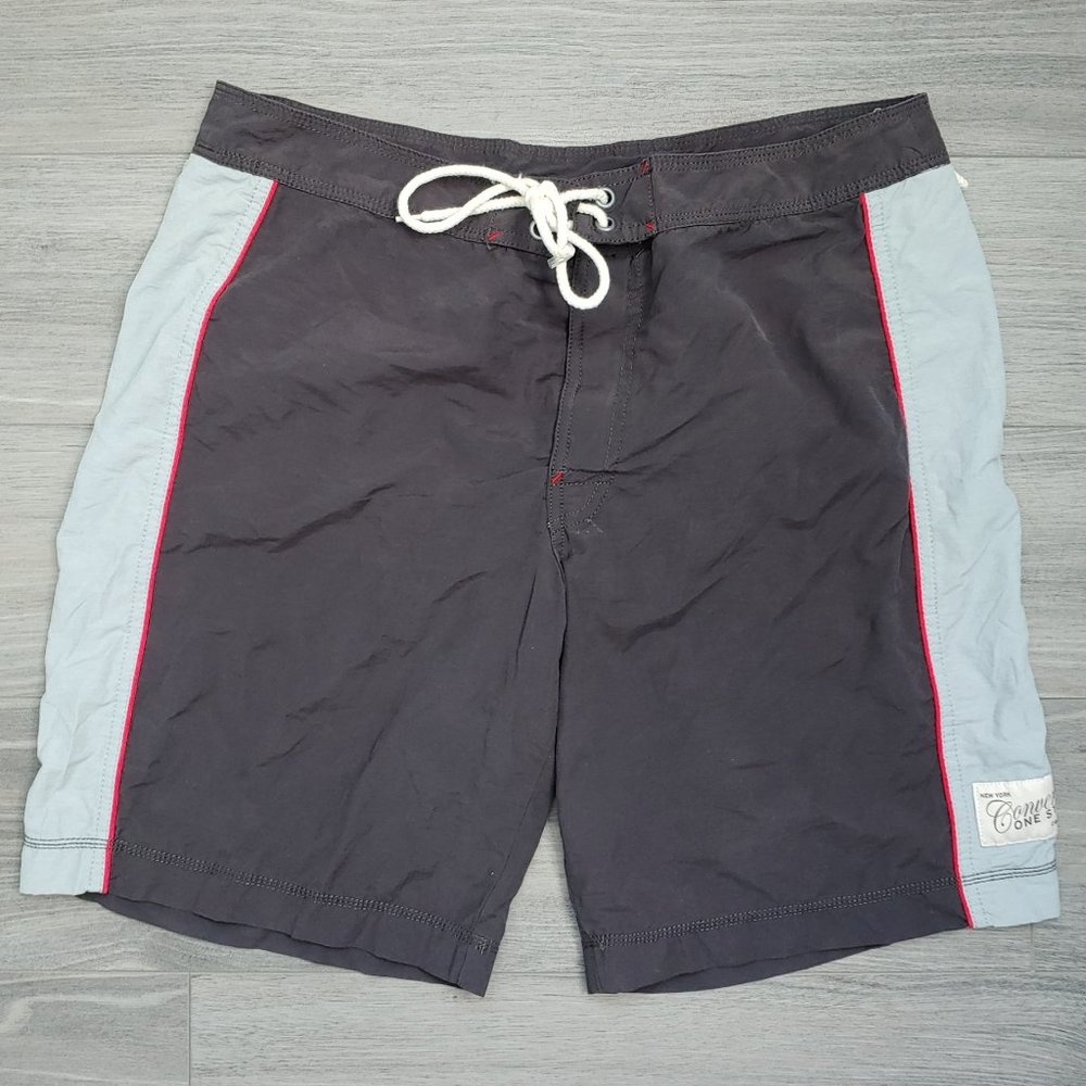 Excellent Used Condition Men's CONVERSE One Star Grey Swim Trunks Size 34